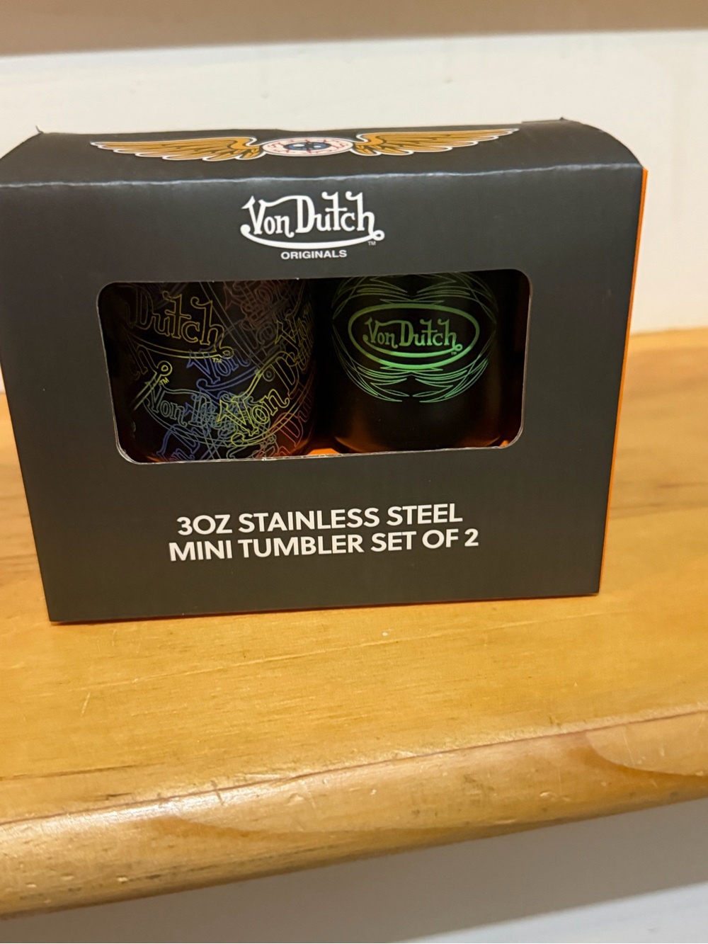 Von Dutch Black Mini Tumbler Set with Neon Logo Accents